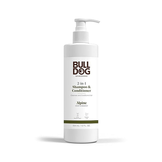 Bulldog Mens Skincare and Grooming 2-in-1 Shampoo and Conditioner, Alpine, 12 Fluid Ounces