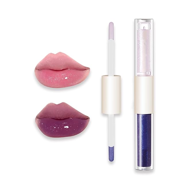 KWOLYKIM 2 In 1 Double Mirror And Matte Lip Gloss, Hydrating Lip Gloss with Essential oil, Liquid Shine Glossy Lip Tint, Hydrated & Fuller-looking Lips, Long-Lasting Sweet Lip Glaze
