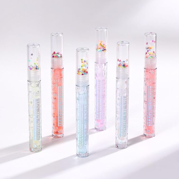 Petansy Shimmery Glitter Lip Gloss 6 Colors Liquid Lipstick Set Plumping Lip Oil | Syrupy gloss | Long Lasting | Moisturizing| High Shine | Lip Glow Set (6 Colors/Set)