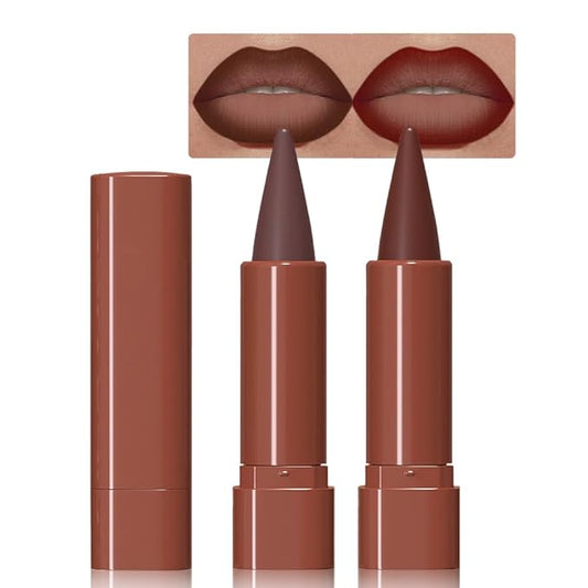 BINGBRUSH 2-in-1 Gradient Lip Liner & Lipstick Combo,2Pcs Matte Longwear Waterproof Lip Pencil with Cone Tip,Smudge Proof Crayon for Flawless Ombre Contour,Women's Long Lasting Makeup Set(08#&08)