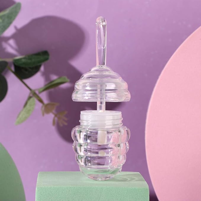 RONRONS 20 Pieces Lip Gloss Tubes, 5.5ml/0.19oz Clear Lip Gloss Containers Amber Honecomb Shaped with Wand Empty Lip Balm Bottle Dispenser with Rubber for DIY Lipstick Cosmetic Sample