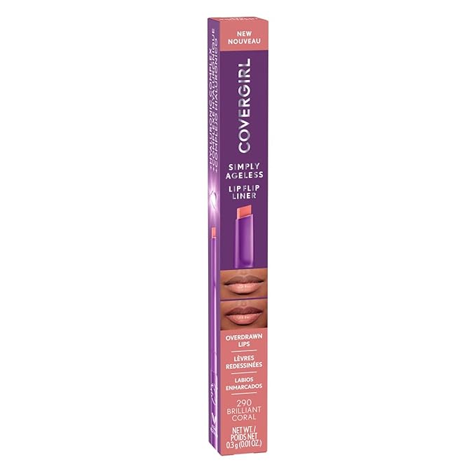 COVERGIRL Simply Ageless Lip Flip Liner, Brilliant Coral, Pack of 4
