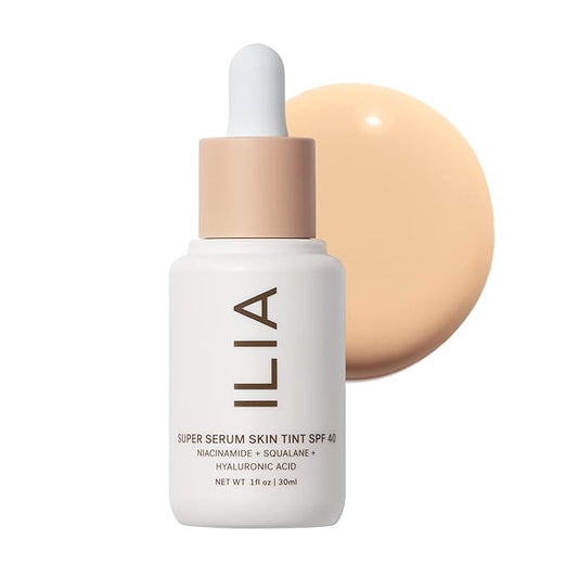 ILIA - Super Serum Skin Tint SPF 40 | Non-Comedogenic, Vegan, Lightweight to Help Against Blue Light, + Pollution while Hydrating, Smoothing, + Refining (Balos ST3, 1 fl oz | 30 ml)