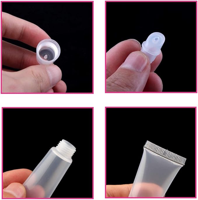 BlingKingdom 6pcs Lip Gloss Tubes 8ml Clear Soft Empty Lip Balm Containers Refillable Mini Cosmetic Tubes for Comestic Makeup and Travel Toiletries