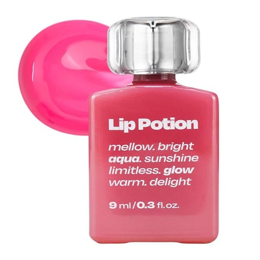 Lip Potion Aqua Glow No.7 Pink Soda | Hydrating, Non-Sticky Gloss with Sheer Radiance | 0.3 Oz