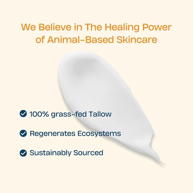 Natural Mineral Sunscreen SPF 50 2.82 oz: Natural Tallow & Zinc Oxide, Reef Safe, Water Resistant, Fragrance-Free, Non-Greasy Formula for Face and Body