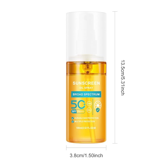 KYDA Oil Sunscreen Spray, Glow Oil Sunscreen Mist SPF 50, Lightweight Hydration Body Sunscreen Oil, Refreshing Sunscreen Spray, Broad Spectrum UVA/UVB Protection