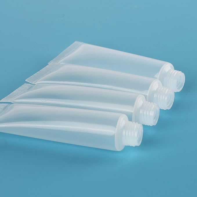 COSIDEA 50 pack Empty White 15ml Squeeze lip gloss tubes with wand 0.5oz soft lipgloss container chapstick containers empty tube