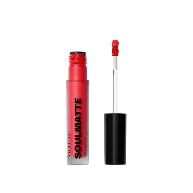 Morphe Soulmatte Velvet Lip Mousse Matte Lipstick - Air-Whipped, Soft Matte Lip Makeup with Vitamin E to Hydrate, Soften and Smooth Lips - First Kiss (0.128 Oz)