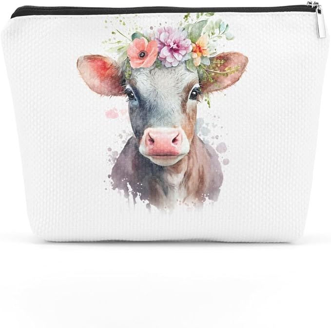 Floral farm animals cosmetic bag