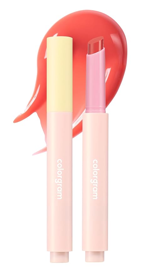 COLORGRAM Fruity Glass Stick 02 DARLING PAPAYA | Long-Lasting Juicy Lip Tint with Radiant, Glossy Finish | Melting Syrupy Texture for Vibrant, Hydrated Lips | Non-Sticky Shine
