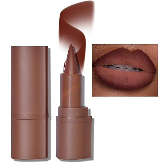Erinde 2-in-1 Lip Liner and Lipstick Lip Combo Set, Matte Nude Dark Brown Red Lip Liner Creamy Lip Pencil Crayon, High Pigmented Long lasting Lipstick Makeup, 03# Caramel Brulee
