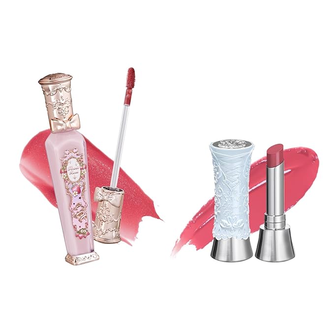 Flower Knows Violet Strawberry Rococo Glitter Lip Gloss G02 Rasberry Booze+Swan Ballet Shine Solid Lip Gloss Stick B06 Blue Ribbon