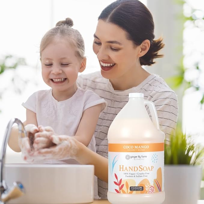 Ginger Lily Farms Botanicals All-Purpose Liquid Hand Soap Refill, Coco Mango, 100% Vegan & Cruelty-Free, Coconut Mango Scent, 1 Gallon (Pack of 4)
