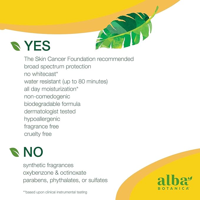 Alba Botanica Sheer Mineral Sunscreen Lotion, Broad Spectrum SPF 50, Fragrance Free, 3 fl oz