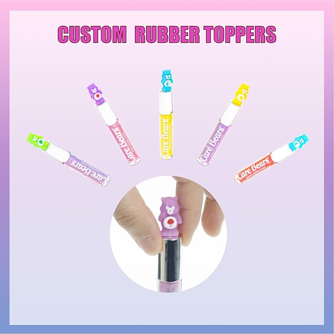 Care Bears 10 Piece Plant Based Lip Gloss, Girls Party Favors, First Makeup Set for Girl, Perfect for Parties, Sleepovers, and Birthday Gifts, Ages 3+, by Townley Girl