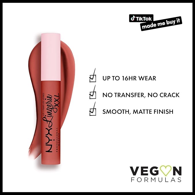 NYX PROFESSIONAL MAKEUP Lip Lingerie XXL Matte Liquid Lipstick - Peach Flirt (Orange Peach) (Pack of 2)