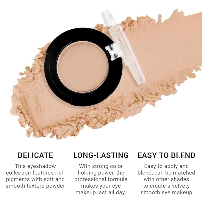 Monochrome Matte Eyeshadow Makeup Palette, Highly Pigmented Dark Brown Eyeshadow Palette, Matte Pressed Powder Eye shadow Makeup, Single Vegan Eye Shadow, Daily Evening Women Girls Eyeshadow Gift 2#