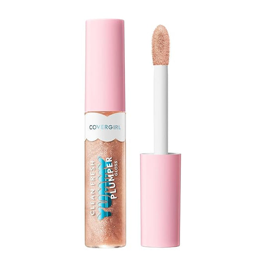 COVERGIRL Clean Fresh Yummy Plumper Lip Gloss, 740 Blingtastic, Shiny, Vegan Formula, Easy to Apply, Minty Flavor, 0.33oz