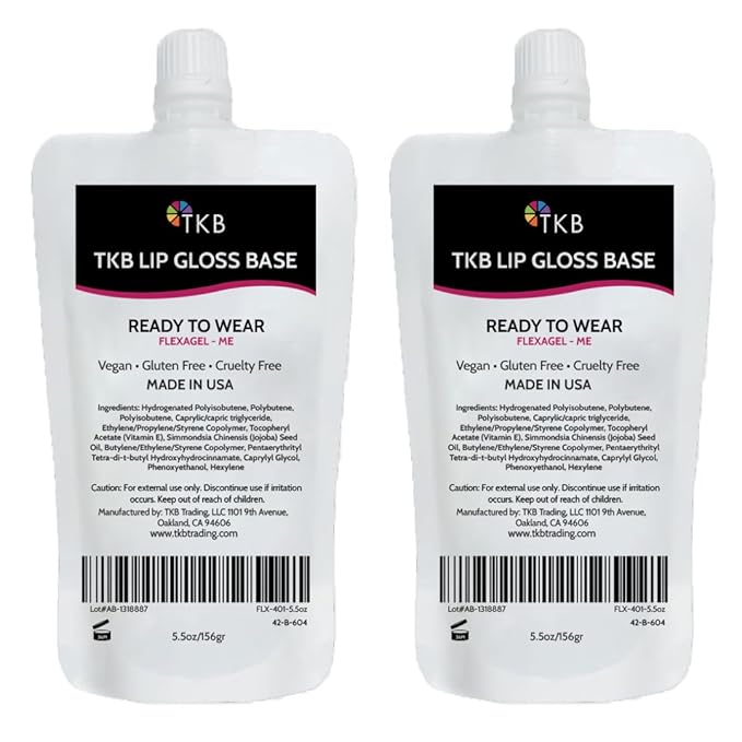 TKB Lip Gloss Base (Flexagel ME)| Clear Lip Gloss Base for DIY Lip Gloss| Ready-to-Wear| Moisturizing, High Shine, Crystal Clear, Vegan, Gluten and Cruelty free| Made in USA (5.5 Ounce (Pack of 2))