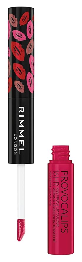Rimmel London Provocalips 16hr Kiss-Proof Lip Color Bundle - 420 Berry Seductive & 500 Kiss Me You Fool, 14 fl.oz. Each