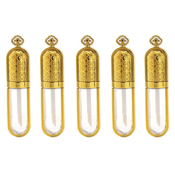 5 Pcs 3ml Lip Gloss Tubes Empty Refillable Lip Balm Bottles Vials Containers with Lip Brush for DIY Lipstick Lip Gloss Samples