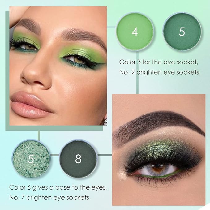 9 Colors Green Olive Matte Shimmer Eyeshadow Palette