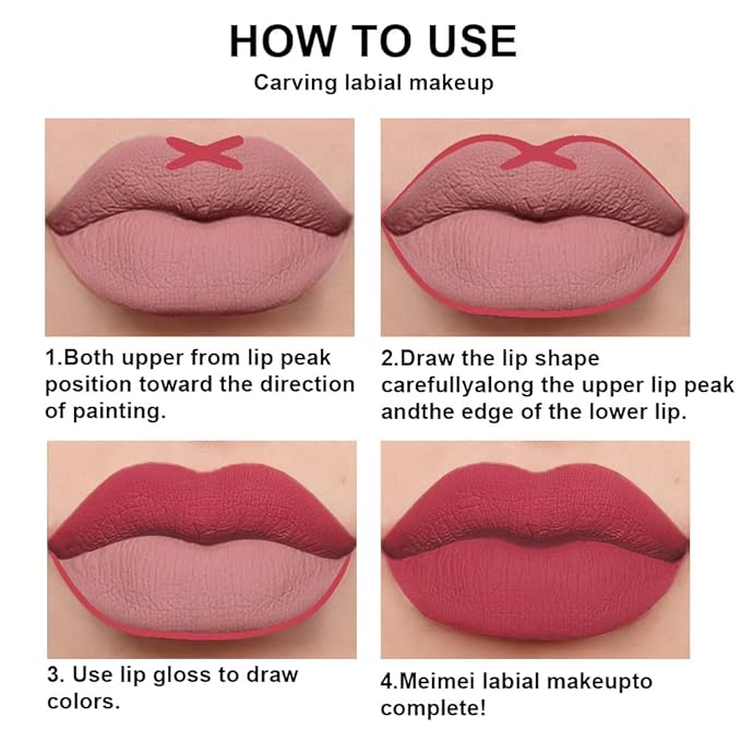 evpct 2Pcs Rose Red Pink Mauve Neutral Color Lip Liner and Matte Lipstick Makeup Sets Vegan Lipstick Lip Liner and Gloss Set Lip Stain Long Lasting Waterproof 24 31#