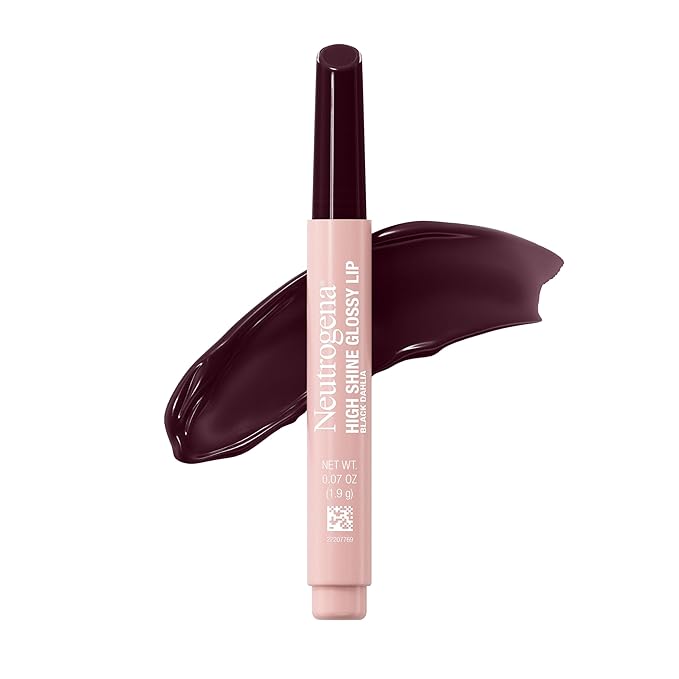Neutrogena High Shine Glossy Lip with Maracuja Oil + Vitamins & Antioxidant Vitamin E, Nourishing Glossy Lip, Non-Retractable, Pigmented For Buildable Color, Black Dahlia, 0.07 oz