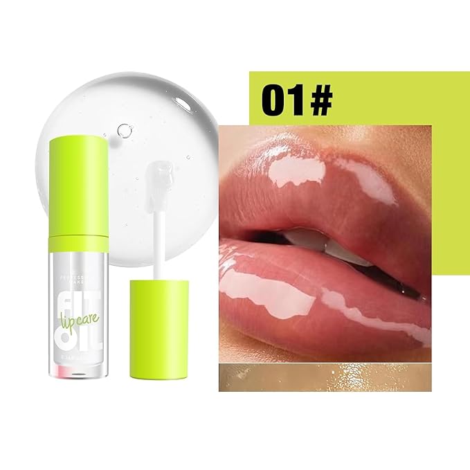 8 Colors Lip Oil Lip Glaze, Hydrating Lip Glow Oil Big Brush Head Shiny Moisturizing Lip Gloss, Long Lasting Non-sticky Fresh Transparent Tinted Plumping Lip Oil (# 01)