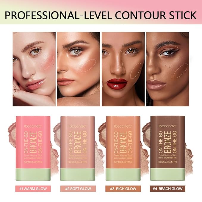 Cream Contour Stick,Versatile Bronzer Facial Contouring Stick,Long Lasting Rich Glow