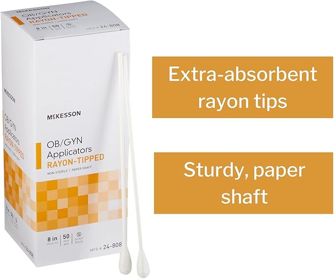 Mckesson ob/gyn applicators rayon tipped,