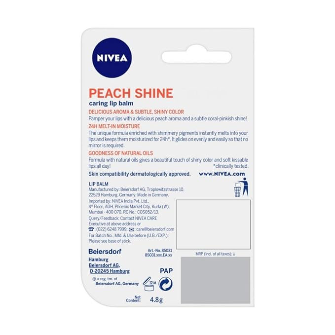 Nivea Lip Balm - Fruity Shine PEACH -Pack