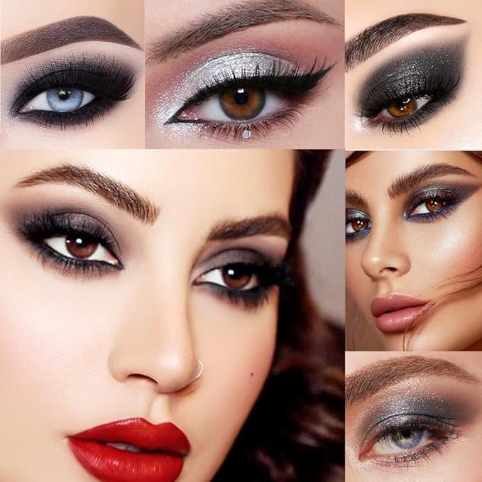 Black Smoky Eye shadow Palette, 9 Colors True Black Dark Grey Smokey Goth Makeup Pallet, 9 Soft Matte Shimmer High Pigmented Basic Black White silver eye shadow for Halloween
