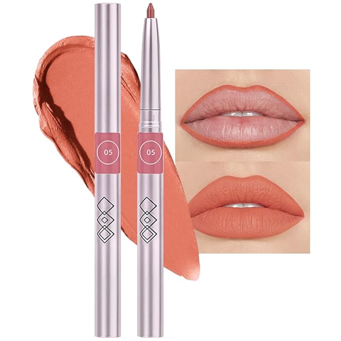 evpct Silky Smooth Lip Liner Pencil Retractable, Orange Red Lip Liner Creamy Long-Lasting Formula for Precision Contouring Matte Velvet Pigmented Rich Lip Colors Crayon Lipstick 05