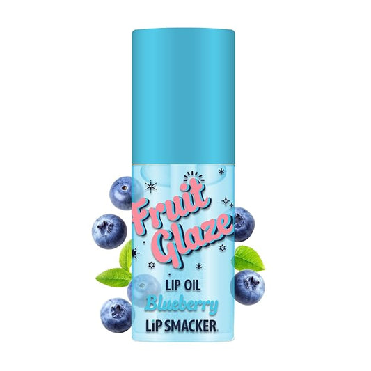 Lip Smacker Fruit Glaze Lip Oil, Ultra-Hydrating & Moisturizing with High-Shine Finish, Plush Applicator for Effortless Glide, Delicious Non-Sticky Flavor - Blueberry