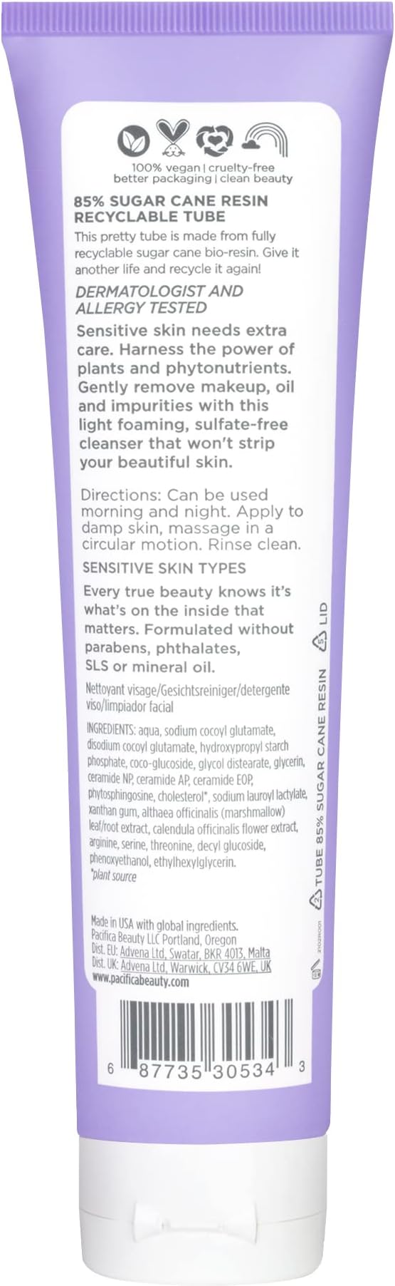 Pacifica Beauty, Vegan Ceramide Face Wash + Face Lotion Set, Cleanser, Moisturizer, Sensitive Skin, Dermatologist + Allergy Tested, Eczema Association Approved, Fragrance Free, Vegan