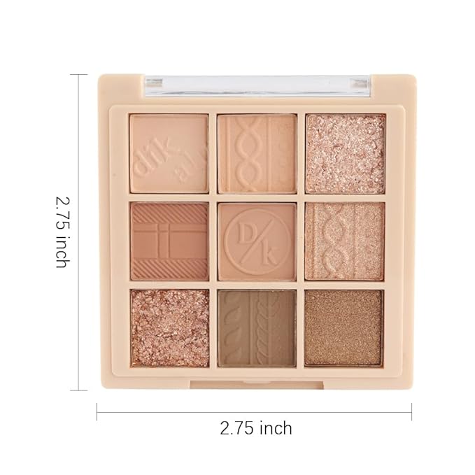 9Colors Neutral Eye Shadow Palette Eyeshadow Kit Nudes,Matte Glitter Natural Neutral Eyeshadow Palettes for Hazel Eyes Highly Pigmented Long Lasting Naturing-Looking Travel Eyeshadow Nude Palette