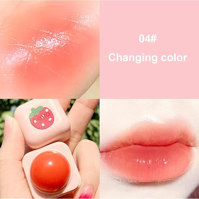 Rayberro 4 Pack Color Changing Lipstick Lip Balm Lipstick Set PH Temperature Color Change Lipstick Long Lasting Moisturizer Repair Balm Cute Pudding Shape Orange Pink Red Night Sleep Lip Care Balm