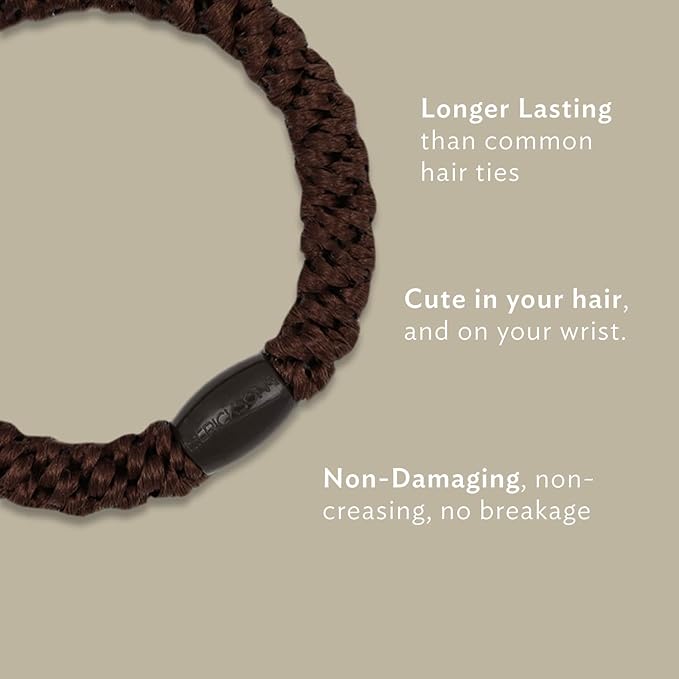 L. Erickson Grab & Go Ponytail Holders, Americana, Set of Eight - Exceptionally Secure with Gentle Hold