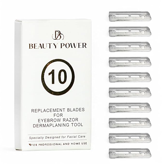 10 Eyebrow Razor Blades - Face Razors for Women & Men, Eyebrow Trimmer Shaper with Precision Cover, Facial Shaver & Dermaplaning Tool for Smooth Skin (Blades)