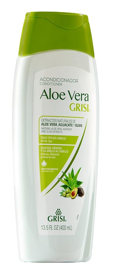 Grisi Aloe Vera Conditioner, Moisturizing Hair Product with Aloe Extract, Paraben-Free, 2-Pack for Soft and Shiny Hair, 13.5 FL Oz each