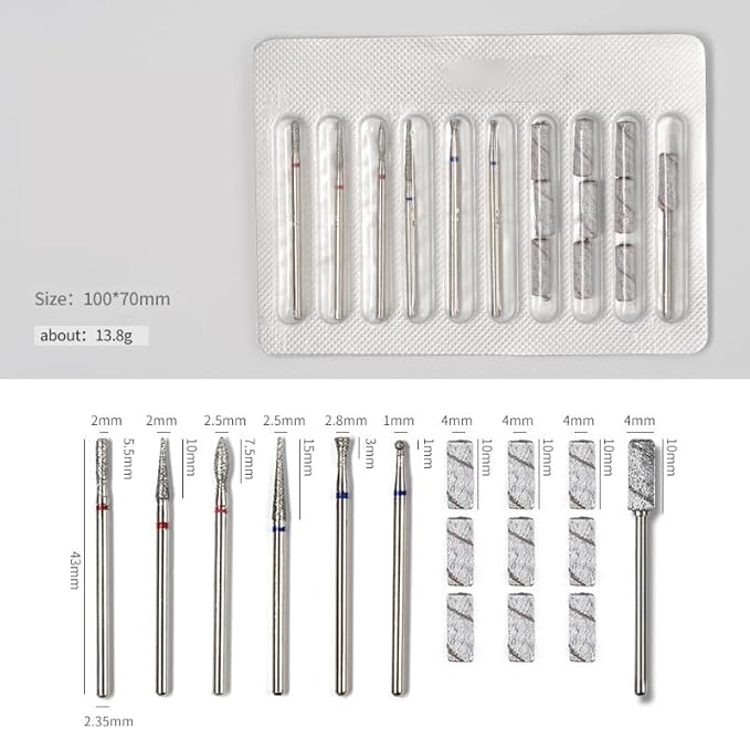 10 Piece Nail Drill Bits