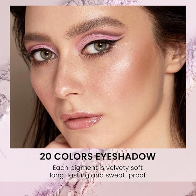 20Colors Nude Light Pink Purple Basics Matte Eyeshadow Palette,Eye Shadow Travel Makeup Palette all in one Long Lasting Waterproof Ultra-Blendable,Great for Travel Gift Kit