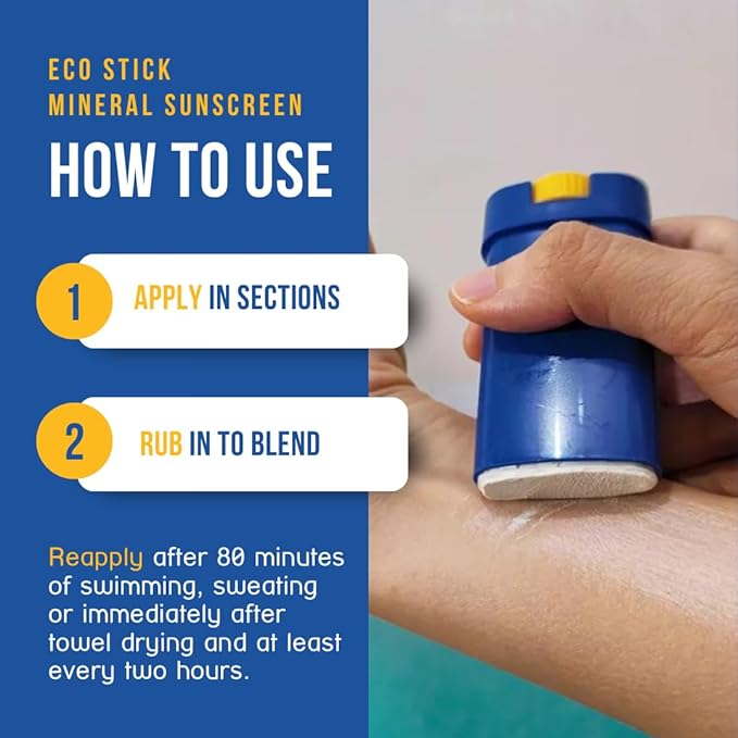 STREAM2SEA EcoStick SPF 35 Mineral Sunscreen Stick, Sweat Water Resistant Sunblock, USDA Approved Biodegradable Paraben Free Reef Safe Sunscreen Protection Against UVA UVB (EcoStick Sport) - 0.5 oz