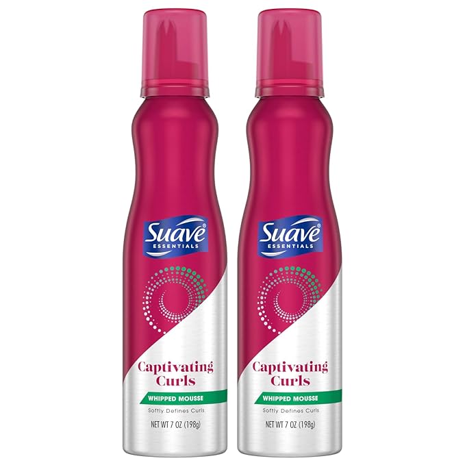 Suave Whipped Mousse - Captivating Curls for Wavy and Curly Hair, Anti-Frizz Styling Product for Flexible, Crunch-Free Styles, 7 oz (Pack of 2)