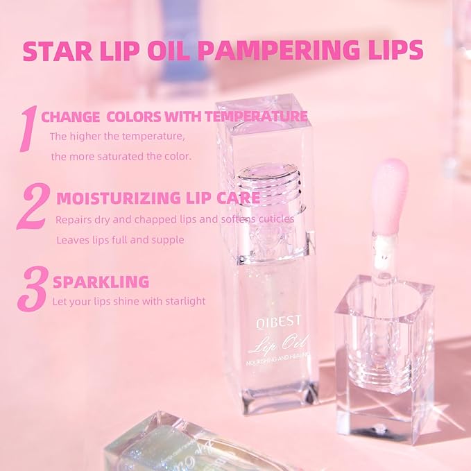 Magic Color Changing Moisturizing Lip Glow Oil Plumping Glimmer Glow Lipstick, Hydrating Lip Gloss Lip Care, Long Lasting Non-sticky Fresh Texture Lip Oil (Color Changing 02)