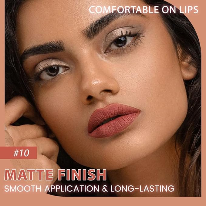 evpct 1Pcs Reddish Brown Matte Long Lasting Lip Liner Pencils Makeup for Shaping & Sculpting Lips, No Transfer Long Wear Waterproof Pigmented Lip Liner lipliners Crayon Lipstick Pencil Sharpener 10