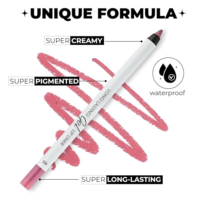 Matte Gel Lip Liner Pencil | Weightless&CreamyTexture - Sharpenable - Longwear & Waterproof - High Pigmented & Flawless Finish - Moisturizing - Cruelty-free & Paraben-Free,- 405, 1,7g/0.05oz