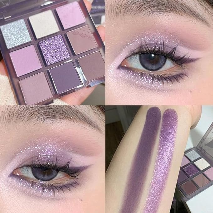 Purple Pink Eyeshadow Eye Shadow Palette Makeup,Violet Lavender Eyeshadow Palette Make Up Highly Pigmented Waterproof Mauve Bright Purple Pink Sparkling Eye Shadow, Long Lasting